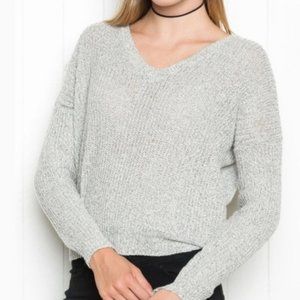 BRANDY MELVILLE - One Size V-Neck Sweater - Grey Marled